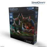 StarCraft tabletop miniatures game box with 'Lost Temple' scenery