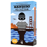 Product packaging for 'Bandido Alcatraz' with a stylized illustration of a person in a mask and striped shirt on a boat.