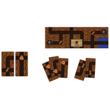 Set of wooden coasters with decorative patterns on a white background