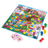 Candy Land board game with colorful path and game pieces on a white background