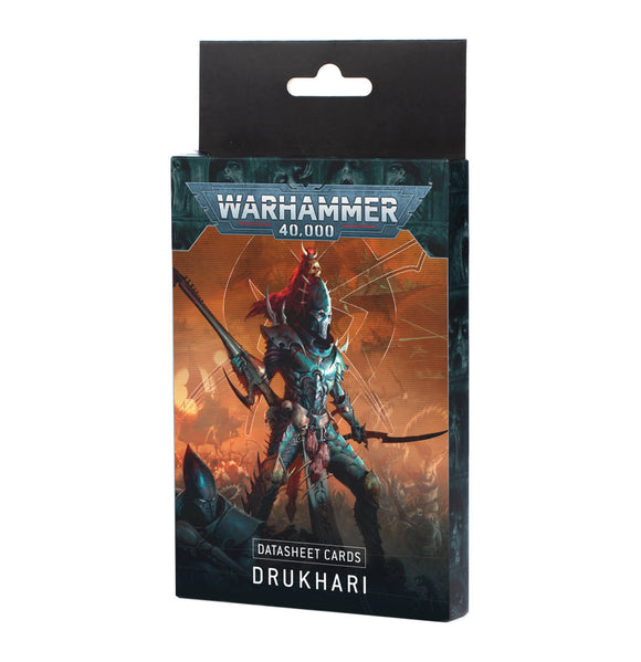 Warhammer 40,000 Datasheet Cards Drukhari packaging on a white background