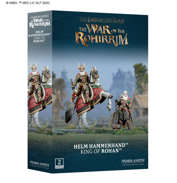 Game box for 'The Lord of the Rings: The War of the Rohirrim' featuring Helm Hammerhand King of Rohan.