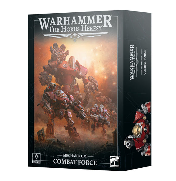 Warhammer The Horus Heresy Combat Force box with robot and warrior illustration on a white background