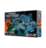 Box of Warhammer figurines with 'Kill Team' branding on a white background