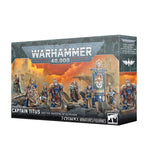 Warhammer 40,000 miniatures box set packaging with characters and banner on a white background