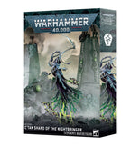 Warhammer 40,000 game box featuring a fantasy figure with a dark and stormy background.