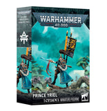 Warhammer 40,000 Prince Yriel miniature figure packaging with detailed artwork on a white background