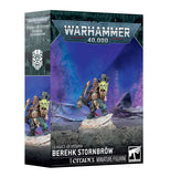 Warhammer 40,000 miniature packaging with character illustration on a white background