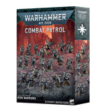 Warhammer 40,000 Combat Patrol box with Iron Warriors miniatures on a white background