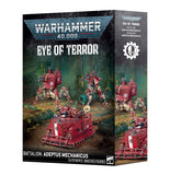 Warhammer 40,000 Eye of Terror game box with red and gray miniatures on a detailed background