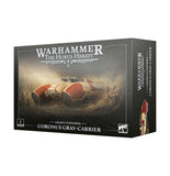 Warhammer The Horus Heresy game box with a Coronus Grav-Carrier on a white background