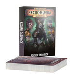 Warhammer Necromunda Skirmish Escher Card Pack box standing upright with a deck of cards placed in front on a white background.