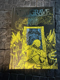 Book titled 'Veilgrave' with a warrior and skeleton illustration on a dark textured background