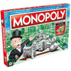 Monopoly game box with colorful design and game pieces on a white background