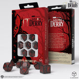 Dice set with 'Welcome to Derry' theme packaging on a white background