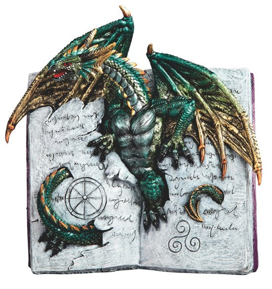 Green Dragon Emerging from Book