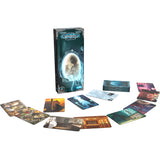 Board game 'Mysticum' with cards and packaging on a white background