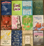 Collection of book covers with various titles and artistic designs.