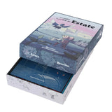 Card game box titled 'The Estate' with artwork on a white background