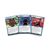Three Marvel tabletop gaming cards fanned out on a white background: Archpriestess, Daredevil, and Elektra. The cards show illustrated superhero artwork and text boxes, with Marvel copyright text visible at the bottom.