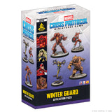 Marvel Crisis Protocol miniatures game packaging with figures and branding