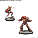 Two miniature superhero figures on a white background with Marvel branding.