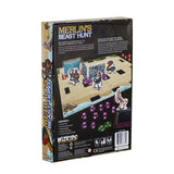 Merlin's Beast Hunt game box with character illustrations and text on a white background