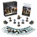 Halo Flashpoint game set with figures, cards, and box on a white background