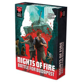 Board game box titled 'Nights of Fire: Battle for Budapest' by Mighty Ape Games on a white background.