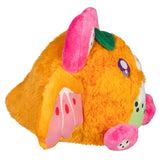 Plush toy resembling a cartoon character with pink accents on a white background