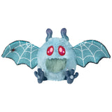 Plush toy bat with red eyes on a white background