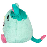 Plush toy with teal and pink accents on a white background