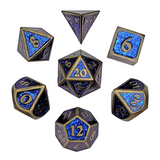 Mini Bardic Blue Metal Dice Set