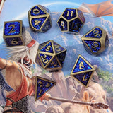 Mini Bardic Blue Metal Dice Set