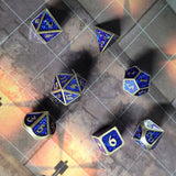 Mini Bardic Blue Metal Dice Set