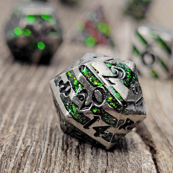 Mini Druids Emerald Metal Dice Set