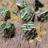 Mini Druids Emerald Metal Dice Set