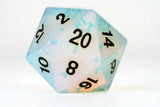 D20 polyhedral dice with numbers on a white background