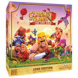 Board game box for 'Clash of Clans: The Epic Raid' with colorful characters and game logo.