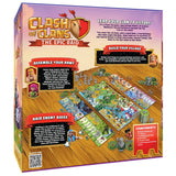 Board game packaging for 'Clash of Clans' with game components and instructions.
