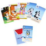 Set of cartoon character cards with colorful designs on a white background