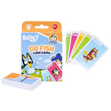 Bluey Go Fish card game with packaging and cards on a white background
