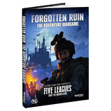 Book titled 'Forgotten Ruin: The Adventure Wargame' with a character and castle illustration on the cover.