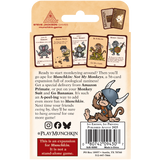 Munchkin game card expansion packaging with cartoon monkey characters and promotional text.