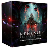 Game box for 'Nemesis Retaliation: Sangrevores Expansion' with dark and fiery design.
