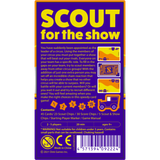Scout for the Show game box with purple and yellow design