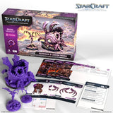 StarCraft tabletop miniatures game set with models and packaging on a white background