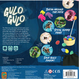 Gulo Gulo game packaging with illustrations and text on a blue background