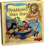 Board game box for 'Pharaoh's Gulo Gulo' with Egyptian-themed illustration and HABA branding.