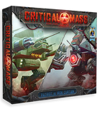 Board game box for 'Critical Mass' featuring two robot figures on a dark background.